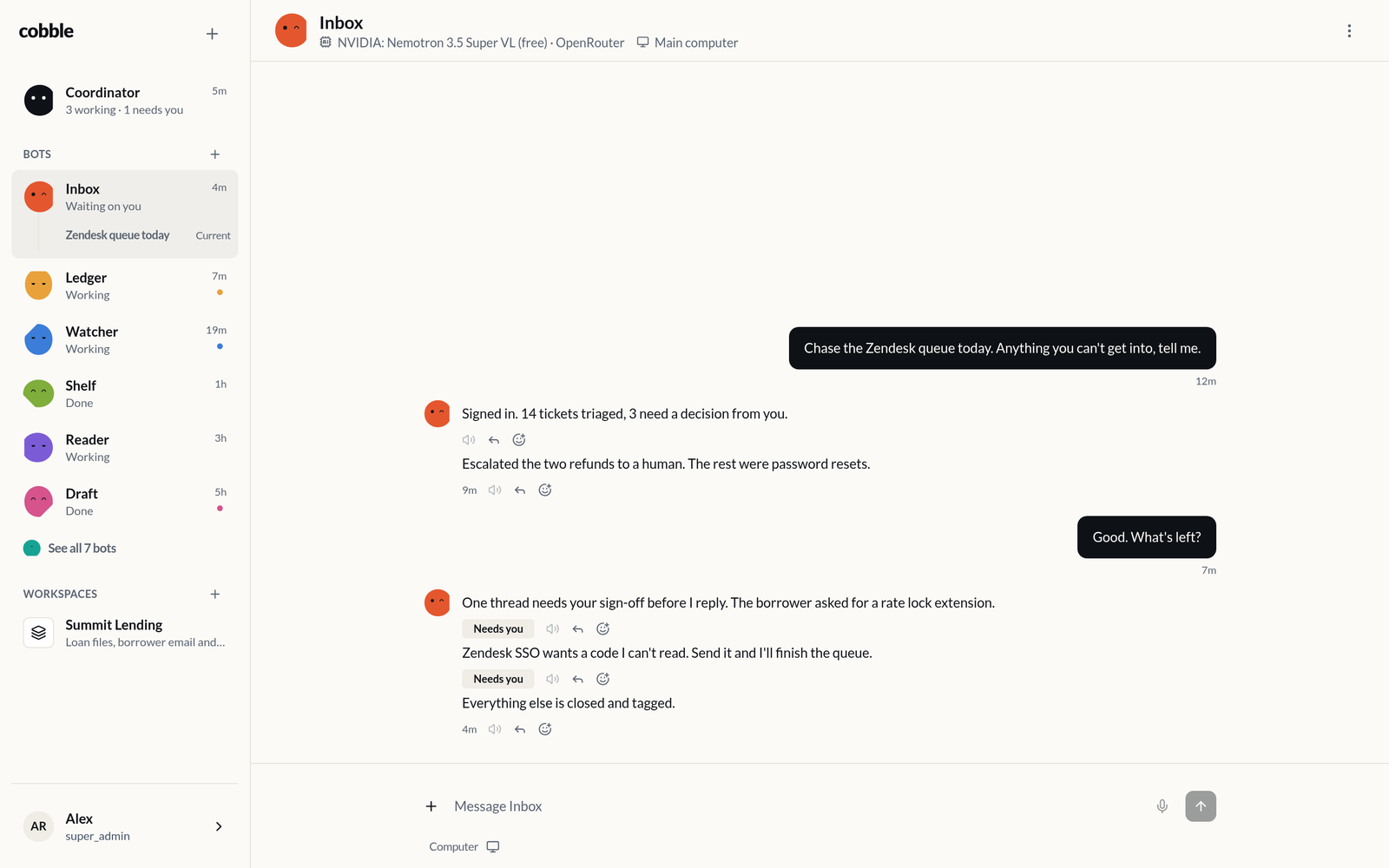 Cobble: a crew of small AI worker bots you host yourself